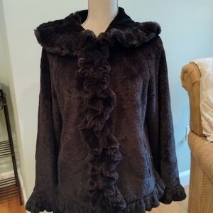 Damselle Black New York Faux Fur Jacket - Medium